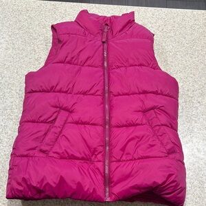 Old Navy puffer fleece lined vest size large 10-12 raspberry